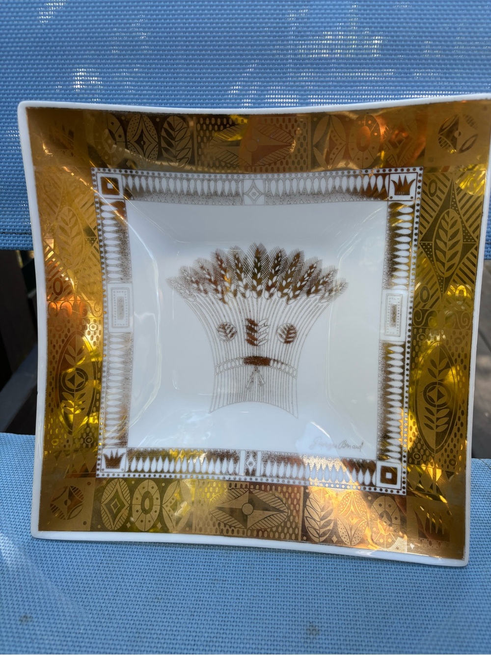 Lovely Signed George Briard Golden Harvest Wheat Sheath Platter